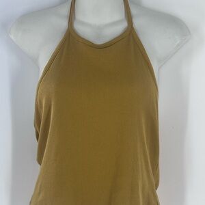 Papaya Ribbed Halter Camisole - Mustard